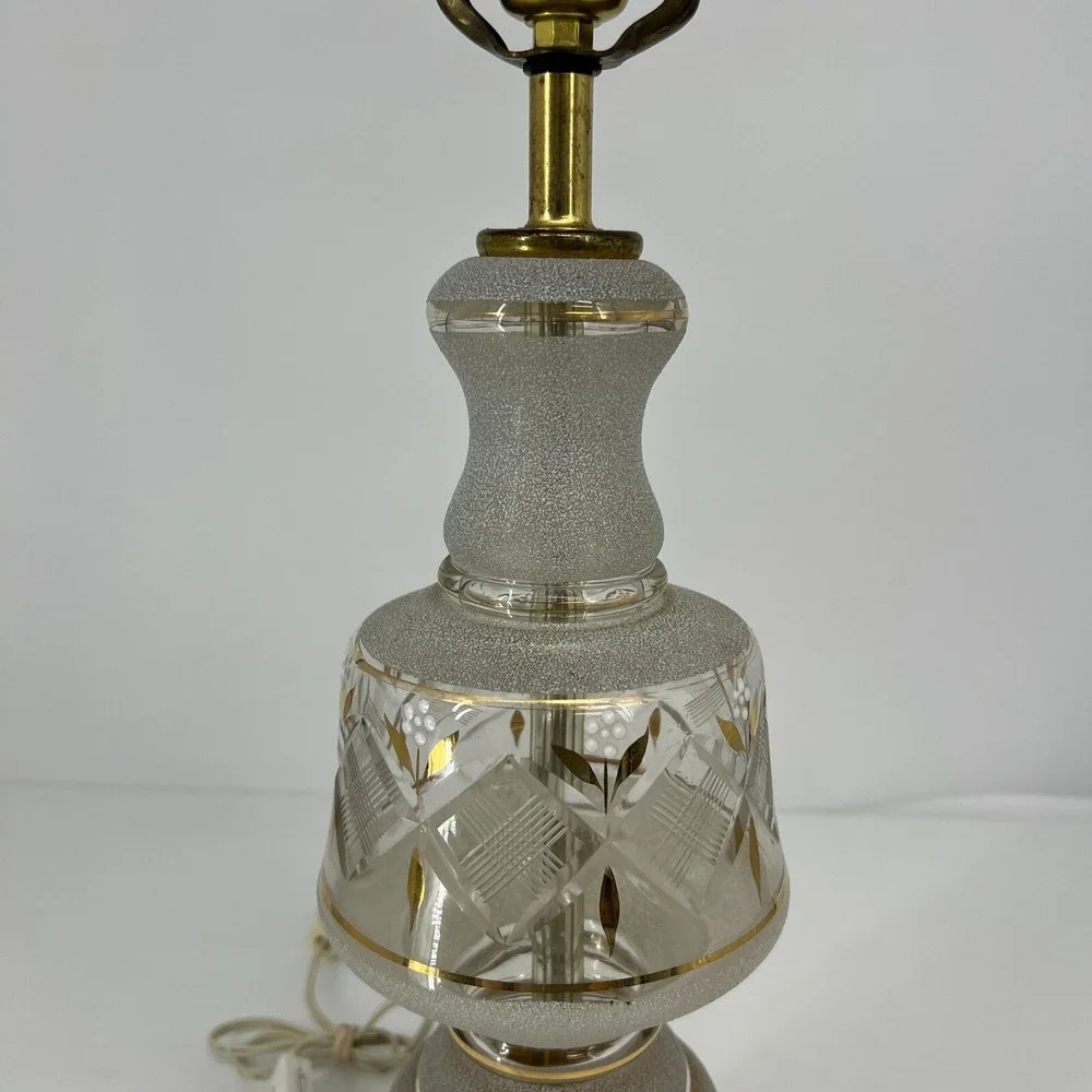 Vintage‎ Leviton Table Lamp Mid Century Modern Frosted Glass & Brass USA 29.5